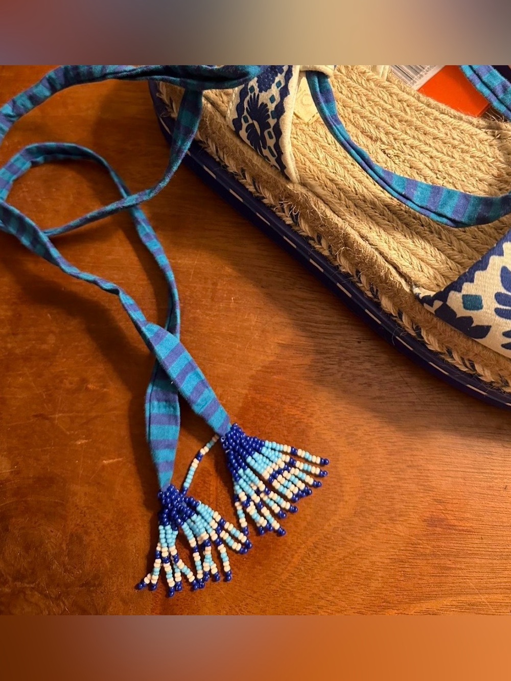 FARM Rio Blue Jungle Scarf Espadrille Flatform Sandel - Picture 4 of 5